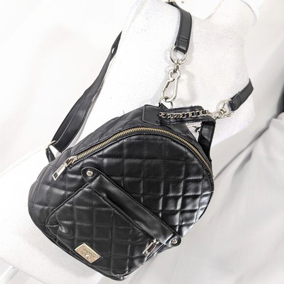 STEVE MADDEN! MADDEN NYC BLACK QUILTED VEGAN LEATHER MINI BACKPACK, PURSE, BAG! - Picture 11 of 11
